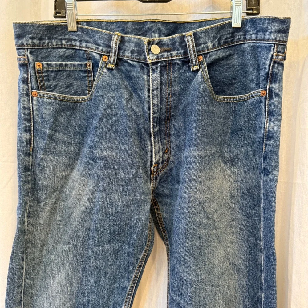 Levi Strauss 505 Mens Blue Wash Denim Jeans Regular Fit Straight Leg‎ W36 L34